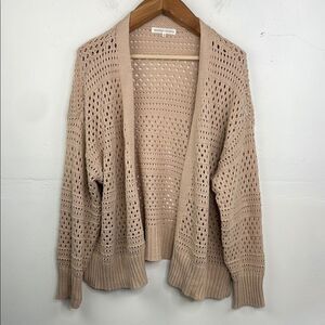Madison Hudson Eyelet cardigan open front sweater beige size 3X